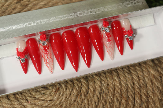 Dripping in Red Press On Nails