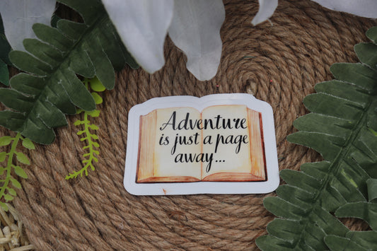 Adventure is just a page away sticker