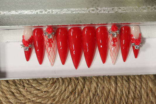 Dripping in Red Press On Nails