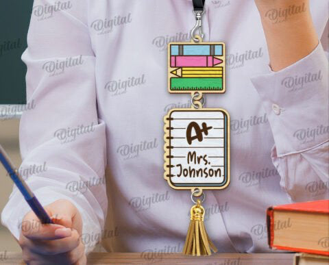 Books and Paper Teacher Lanyard